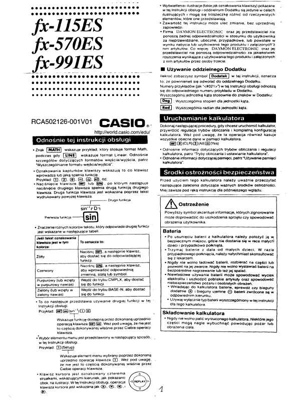 Mode d'emploi CASIO FX-991ES