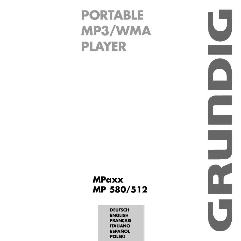 Mode d'emploi GRUNDIG MPAXX MP 580/512MB