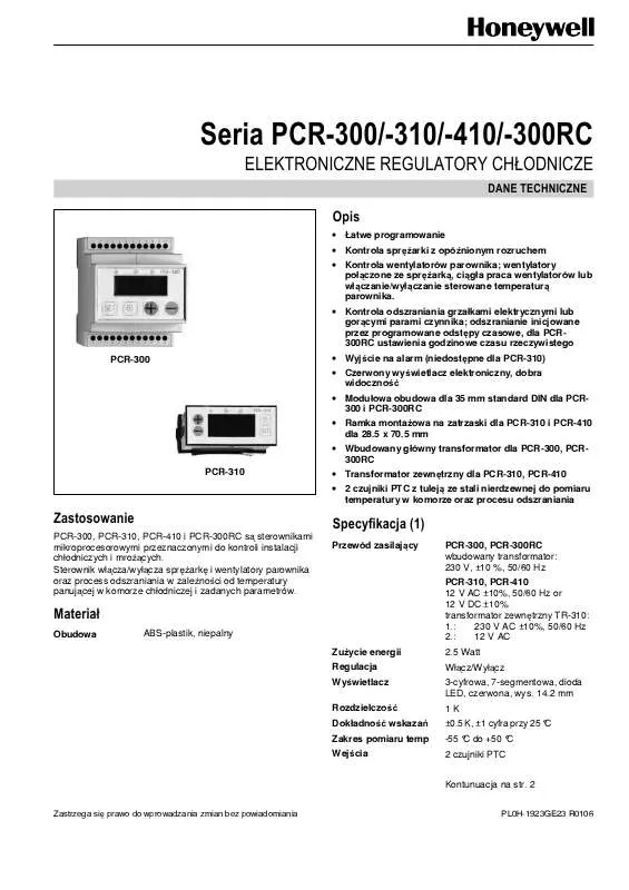 Mode d'emploi HONEYWELL PCR 300RC