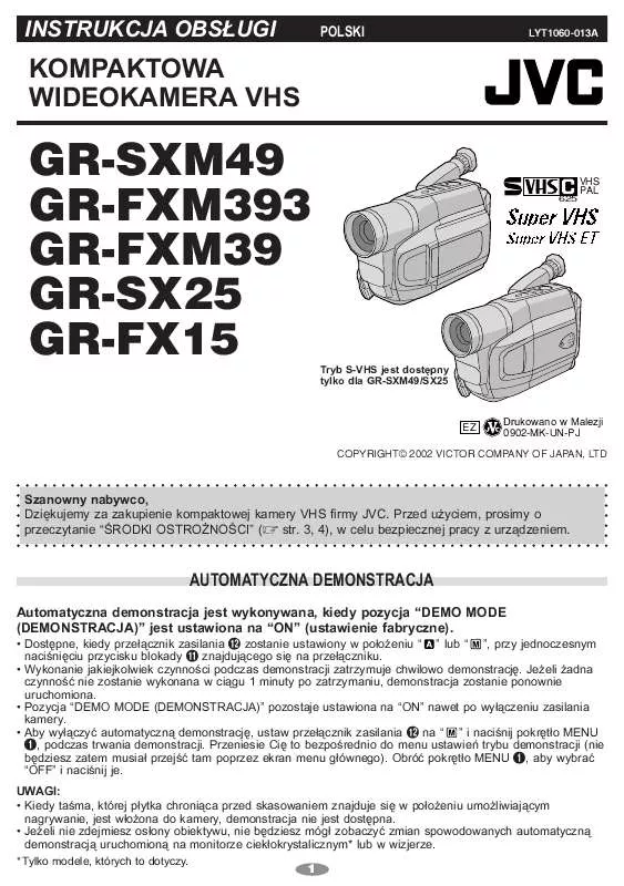 Mode d'emploi JVC GR-FXM49/393/39