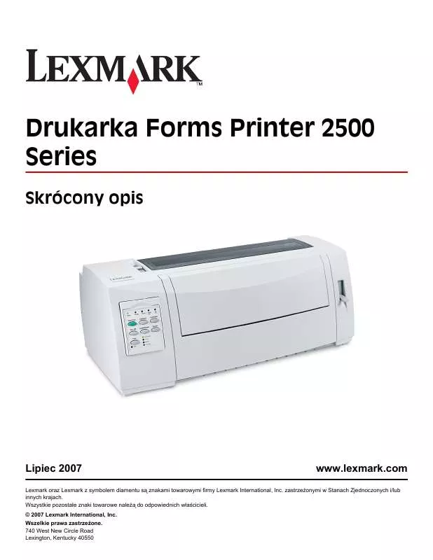 Mode d'emploi LEXMARK FORMS PRINTER 2500
