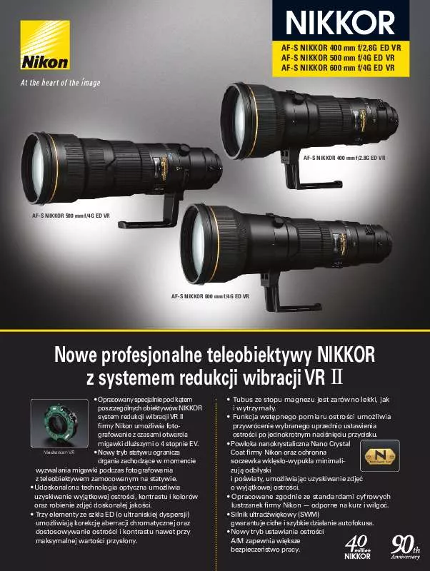 Mode d'emploi NIKON 600MM F4G ED VR AF-S NIKKOR