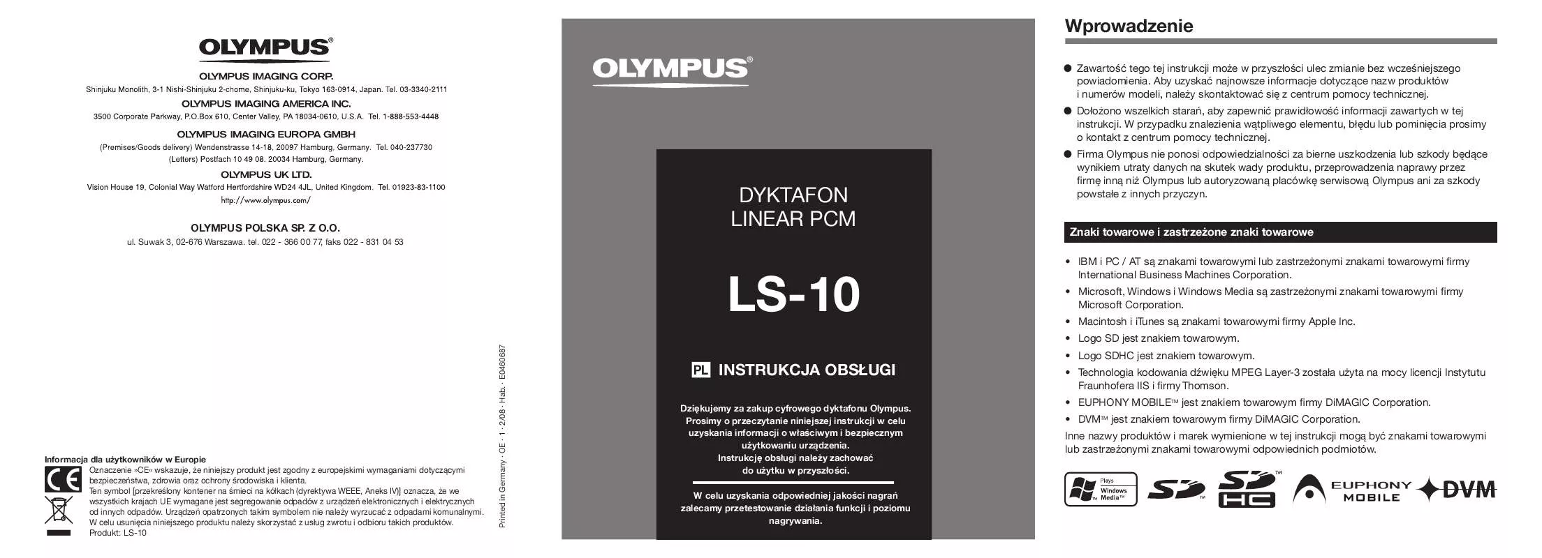 Mode d'emploi OLYMPUS LS-10 LINEAR PCM RECORDER