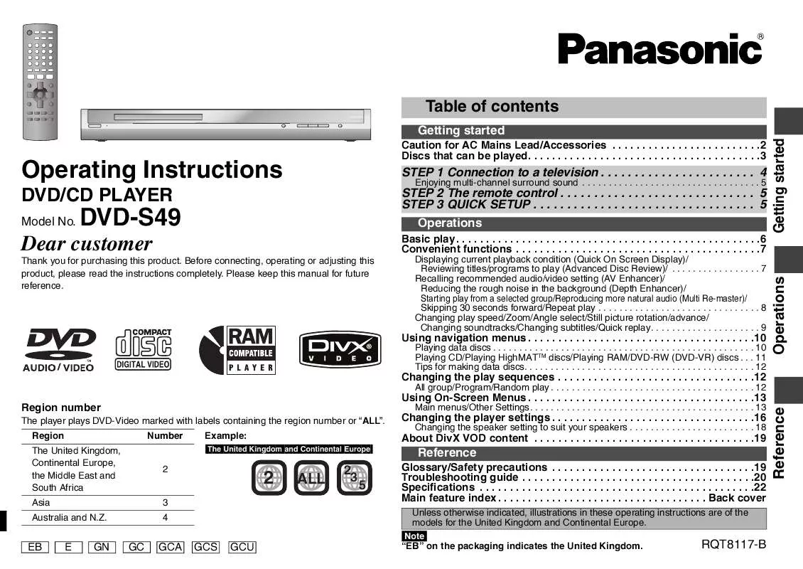 Mode d'emploi PANASONIC DVDS49EB