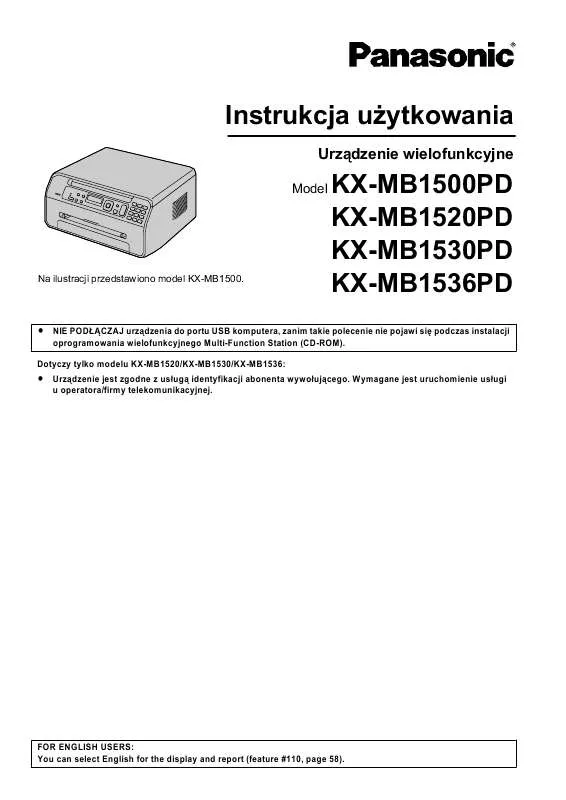 Mode d'emploi PANASONIC KX-MB1536PD