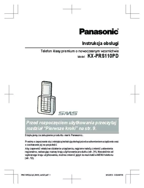 Mode d'emploi PANASONIC KX-PRS110PD