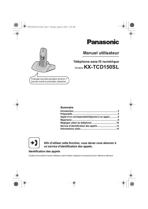 Mode d'emploi PANASONIC KXTCD150SL