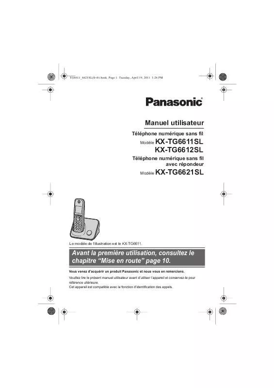 Mode d'emploi PANASONIC KXTG6611SL