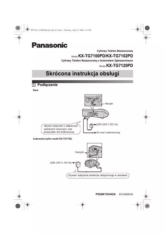 Mode d'emploi PANASONIC KX-TG7102PD