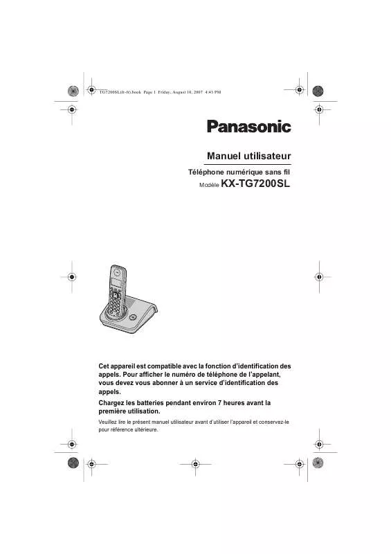 Mode d'emploi PANASONIC KXTG7200SL