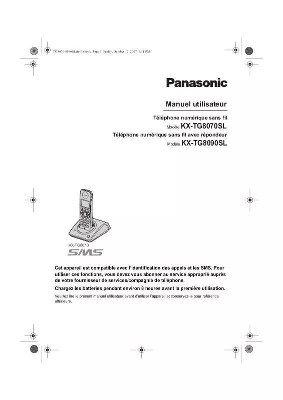 Mode d'emploi PANASONIC KXTG8070SL