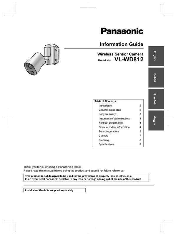 Mode d'emploi PANASONIC VLWD812FX
