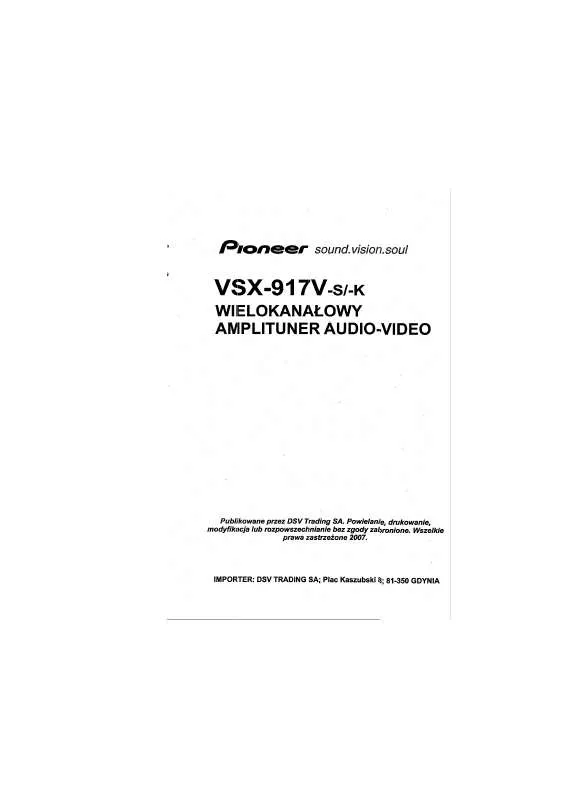 Mode d'emploi PIONEER VSX-917V