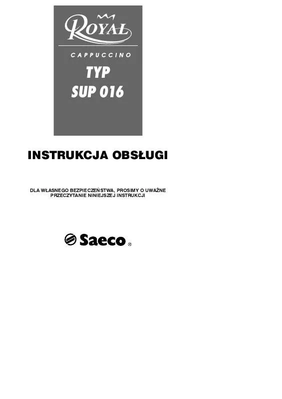 Mode d'emploi SAECO TYP SUP 016