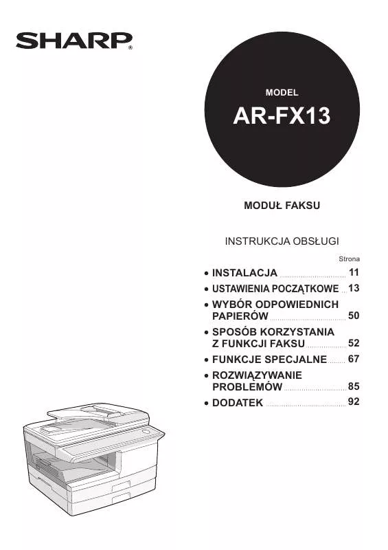Mode d'emploi SHARP AR-FX13
