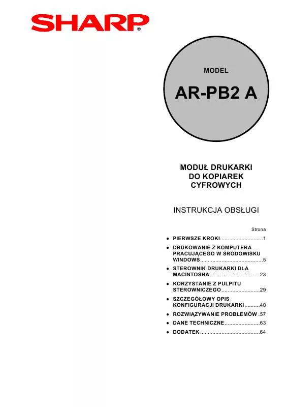 Mode d'emploi SHARP AR-PB2A