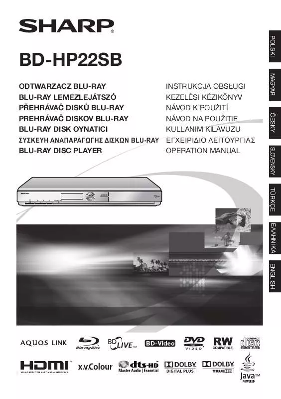 Mode d'emploi SHARP BD-HP22SB