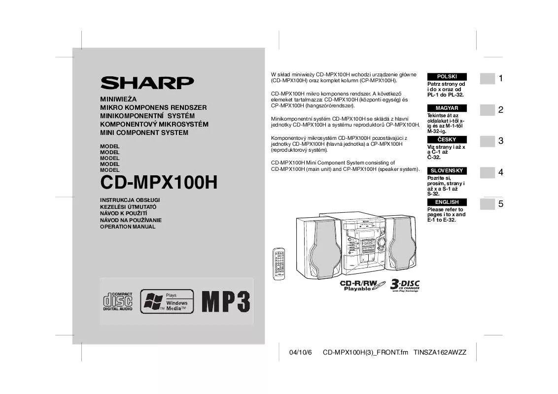 Mode d'emploi SHARP CD-MPX100H