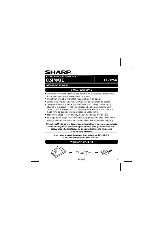 Mode d'emploi SHARP EL-125A