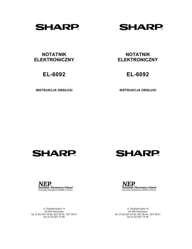 Mode d'emploi SHARP EL-6092