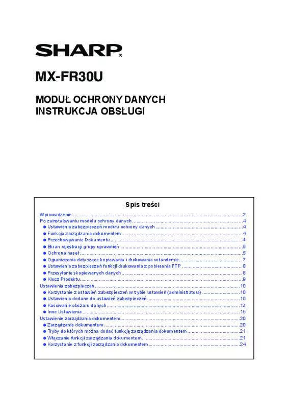 Mode d'emploi SHARP MX-FR30U