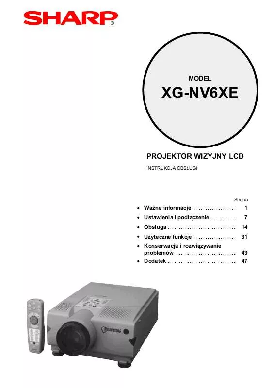 Mode d'emploi SHARP XG-NV6XE