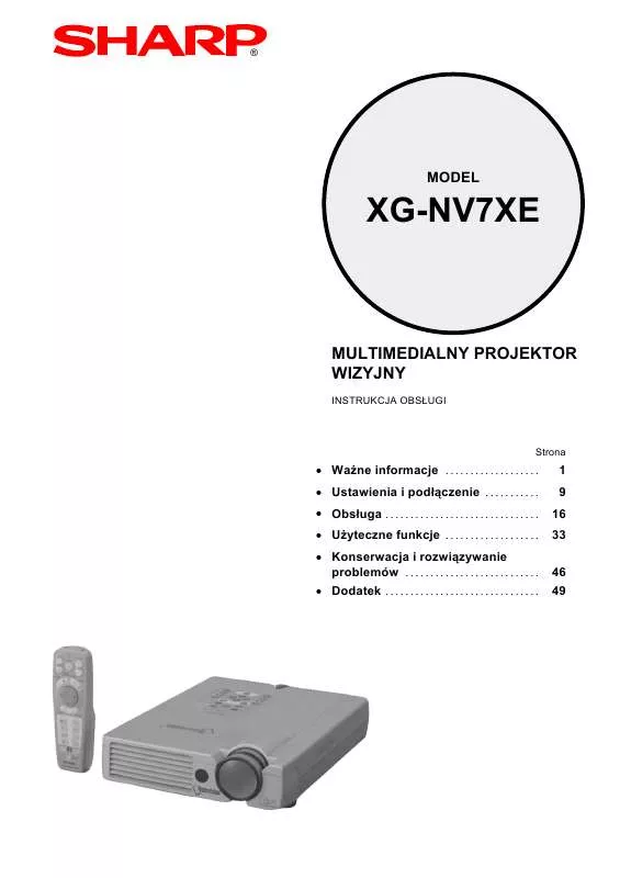 Mode d'emploi SHARP XG-NV7XE