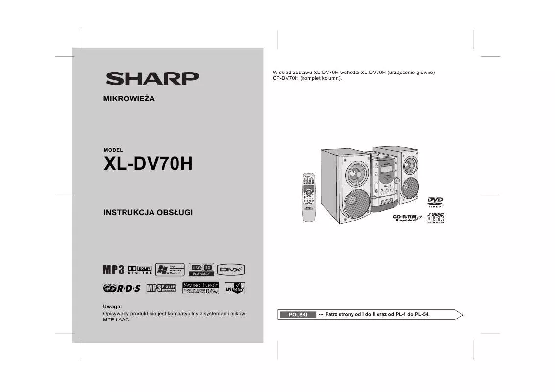Mode d'emploi SHARP XL-DV70H
