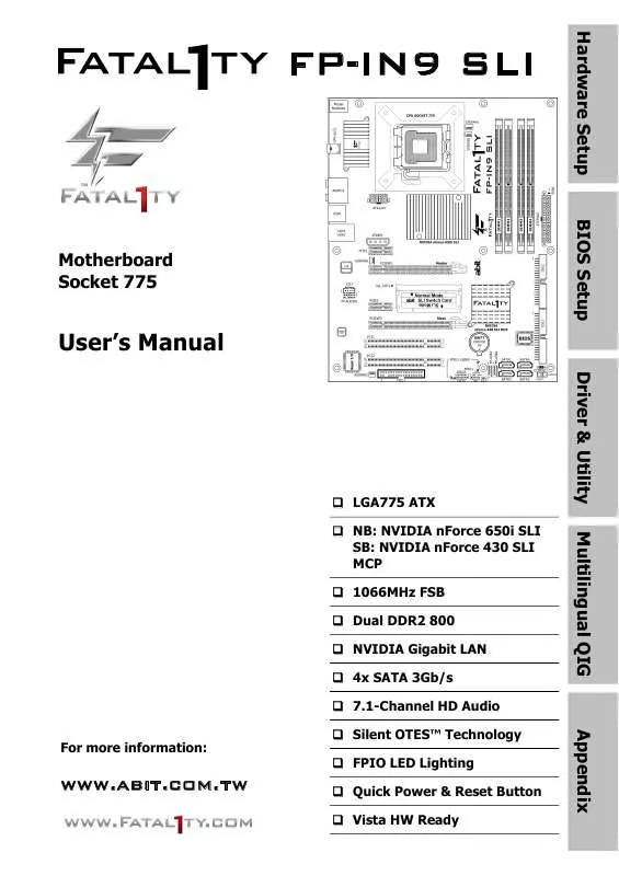 Mode d'emploi ABIT FATAL1TY FP-IN9 SLI