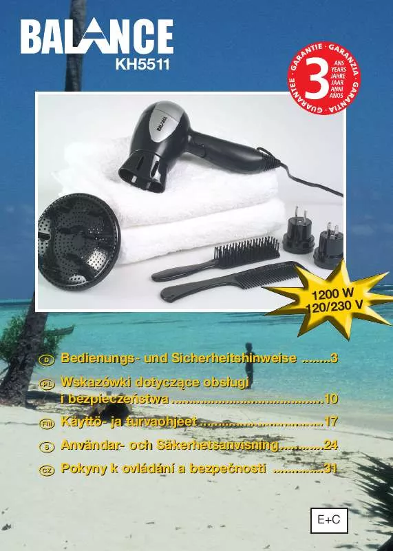 Mode d'emploi BALANCE KH 5511 HAIR DRYER TRAVEL SET