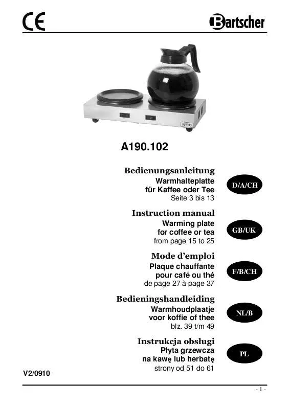 Mode d'emploi BARTSCHER A190.102