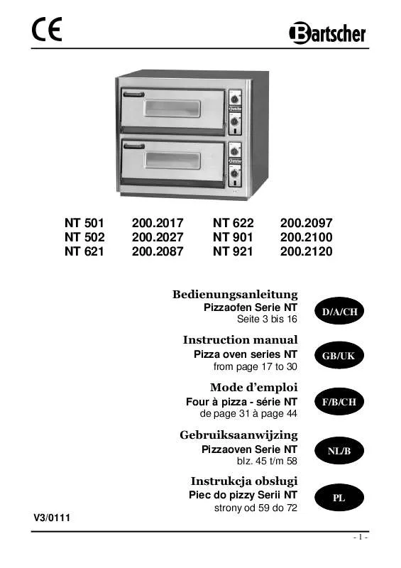 Mode d'emploi BARTSCHER NT 621