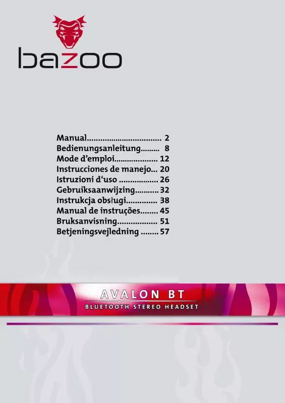 Mode d'emploi BAZOO AVALON BT