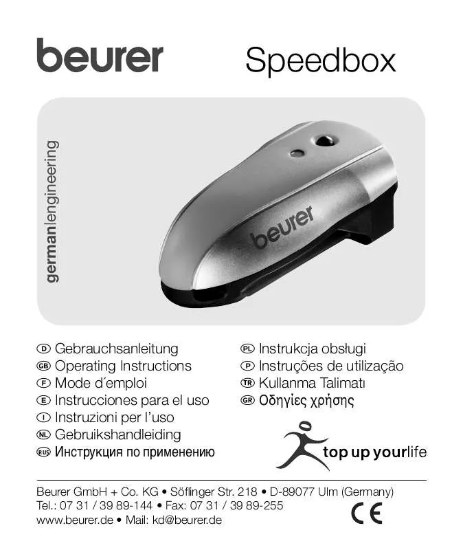 Mode d'emploi BEURER SPEEDBOX