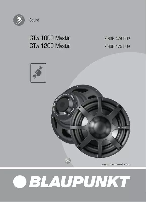 Mode d'emploi BLAUPUNKT GTW 1000 MYSTIC SERIES