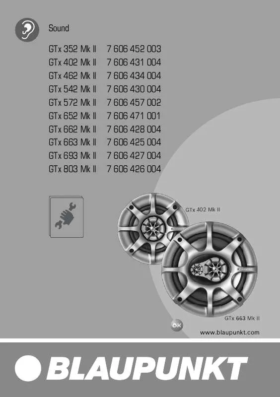 Mode d'emploi BLAUPUNKT GTX 663 MK II