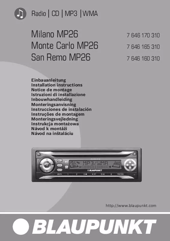 Mode d'emploi BLAUPUNKT MILANO MP26