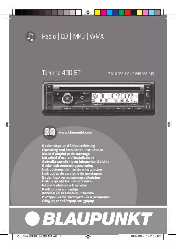 Mode d'emploi BLAUPUNKT TORONTO BT400