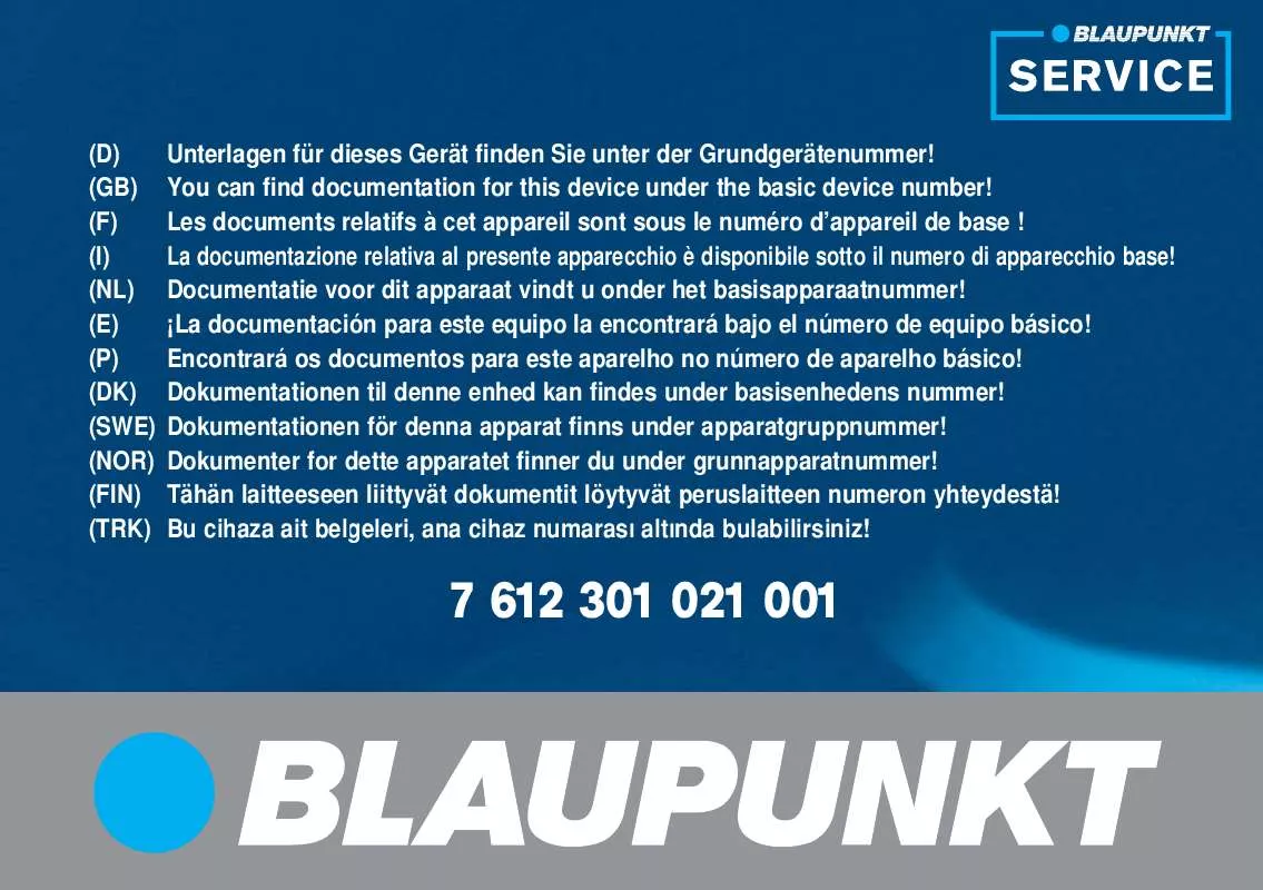 Mode d'emploi BLAUPUNKT TP E EXACT MP3 GR/GR F