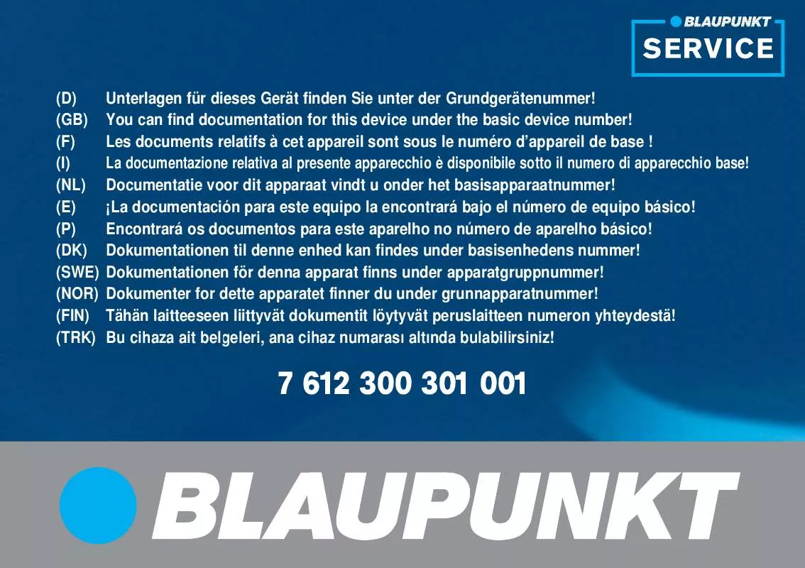 Mode d'emploi BLAUPUNKT TP E1 R/B GG