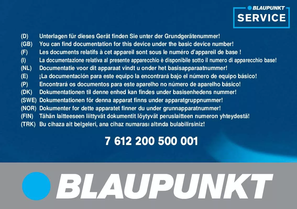 Mode d'emploi BLAUPUNKT TP EX-V BLACK SEC