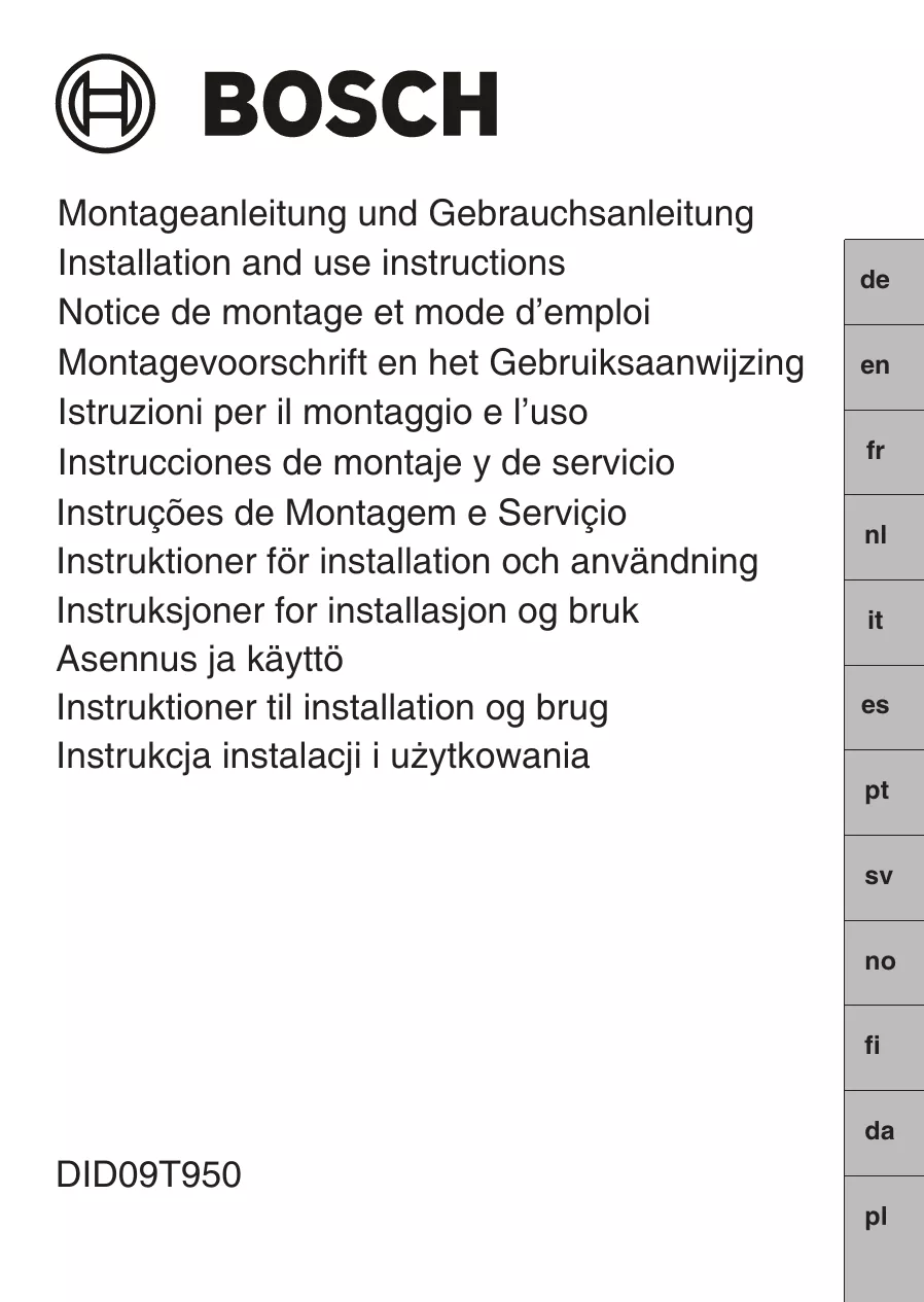 Mode d'emploi BOSCH DID09T950