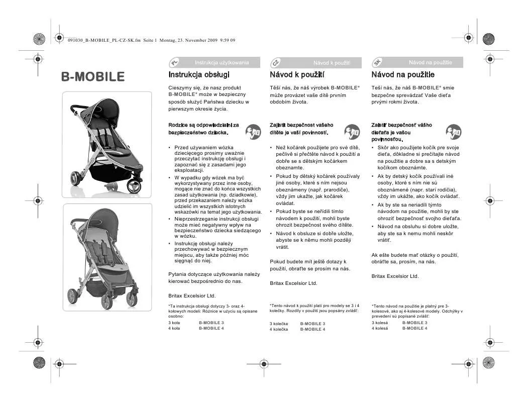 Mode d'emploi BRITAX B-MOBILE