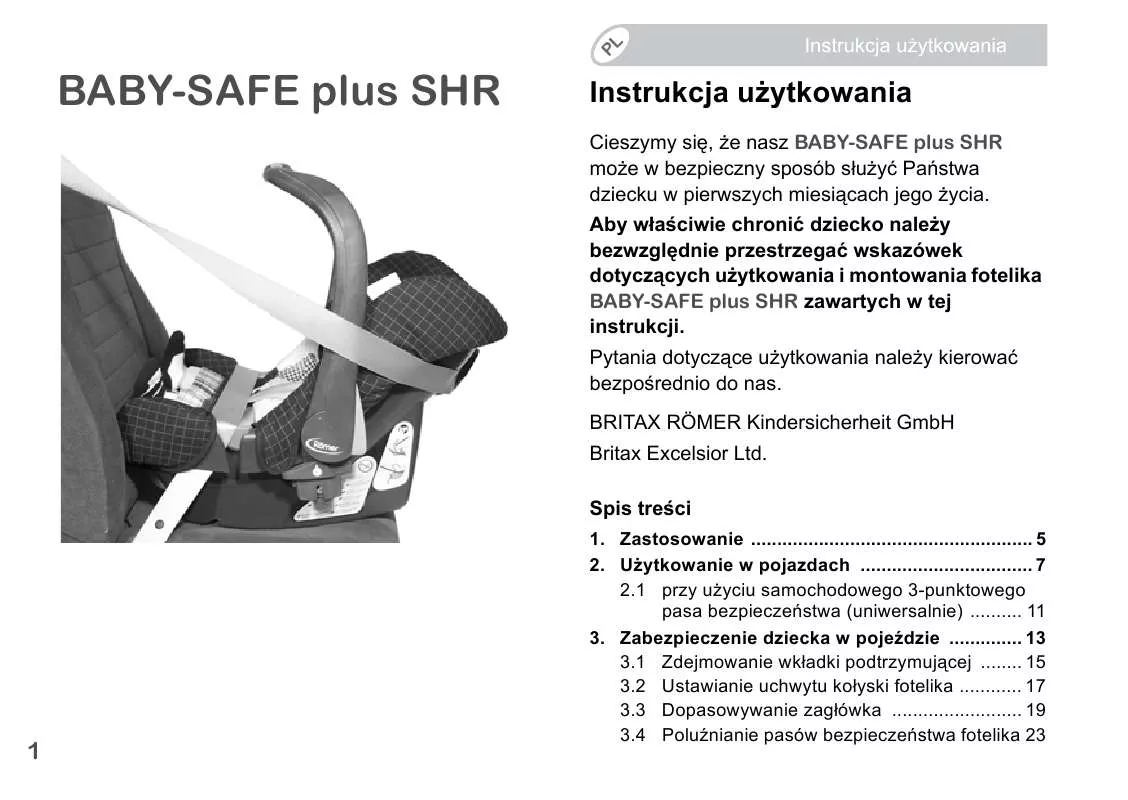 Mode d'emploi BRITAX BABY-SAFE PLUS SHR