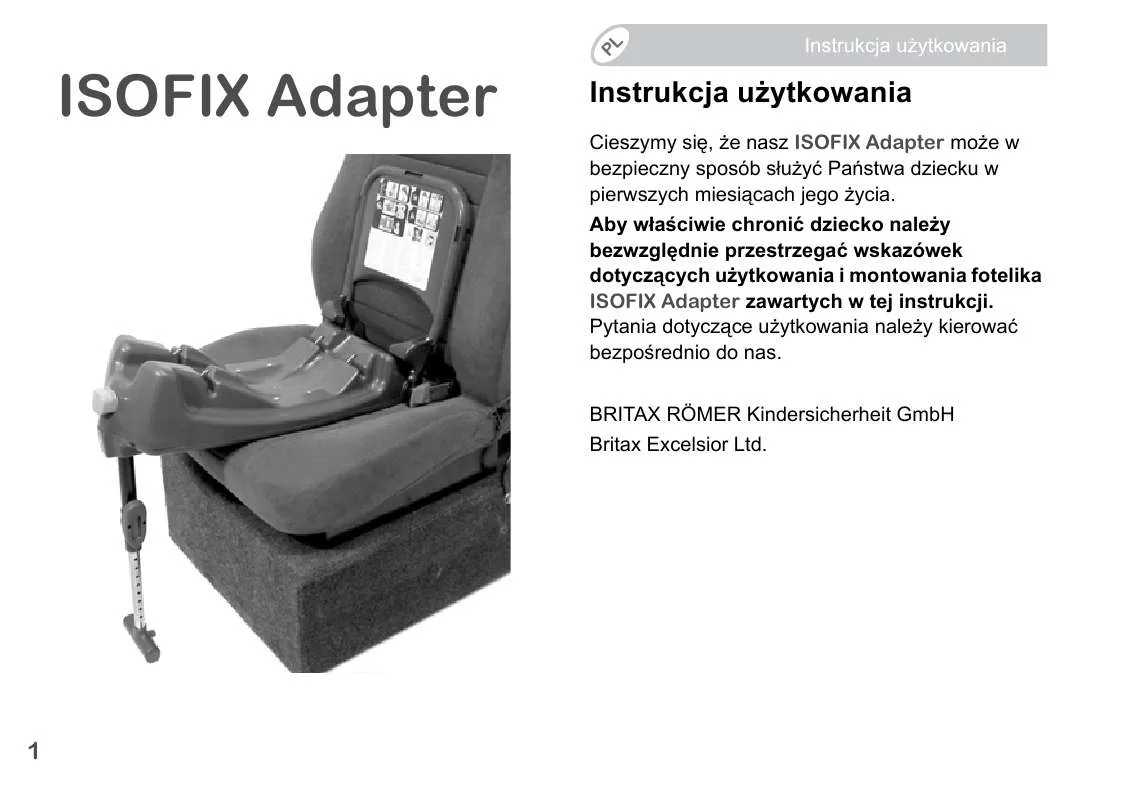 Mode d'emploi BRITAX ISOFIX ADAPTER
