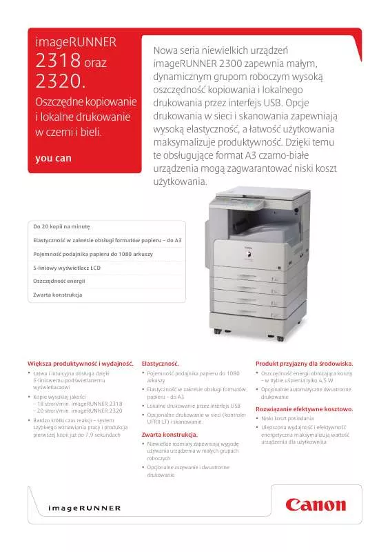 Mode d'emploi CANON IMAGERUNNER 2300