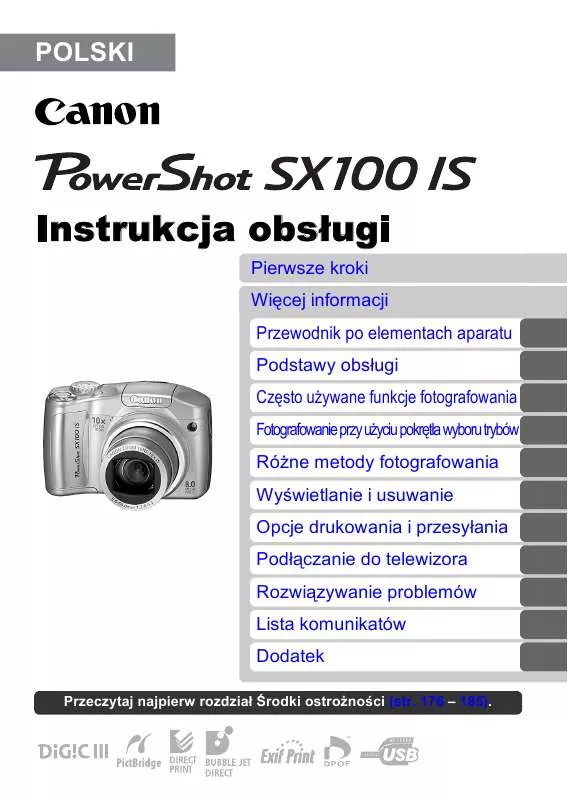 Mode d'emploi CANON POWERSHOT SX100 IS