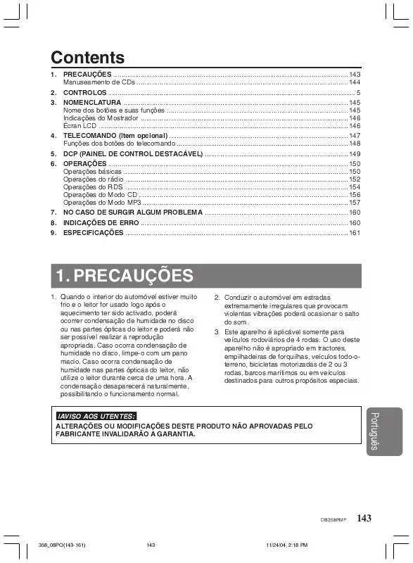 Mode d'emploi CLARION DB358RMP