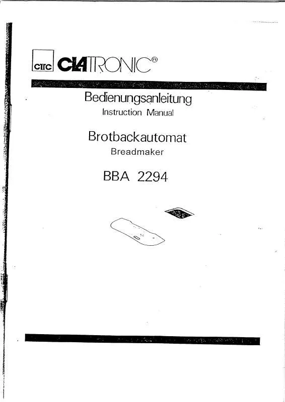 Mode d'emploi CLATRONIC BBA 2294