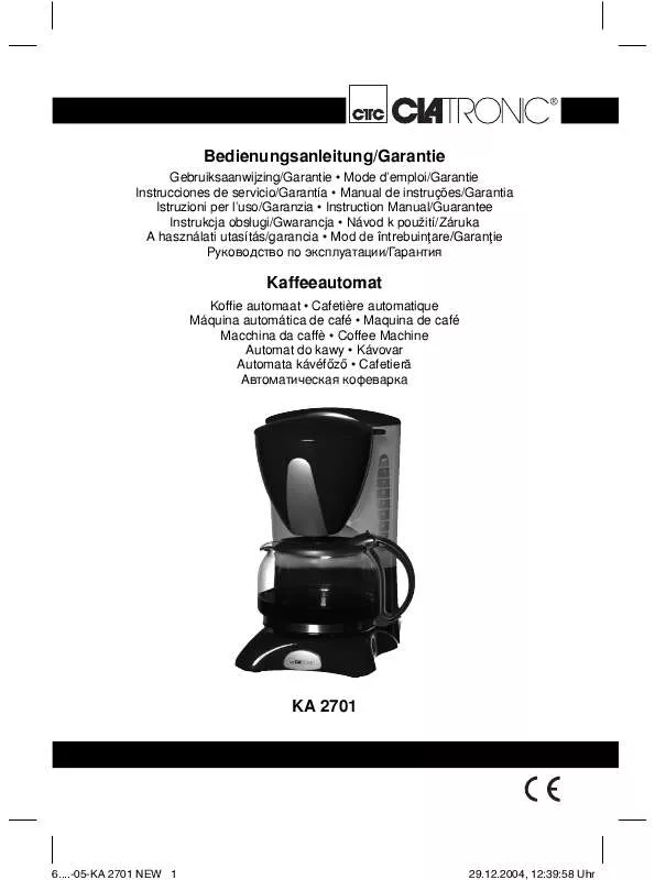 Mode d'emploi CLATRONIC KA 2701